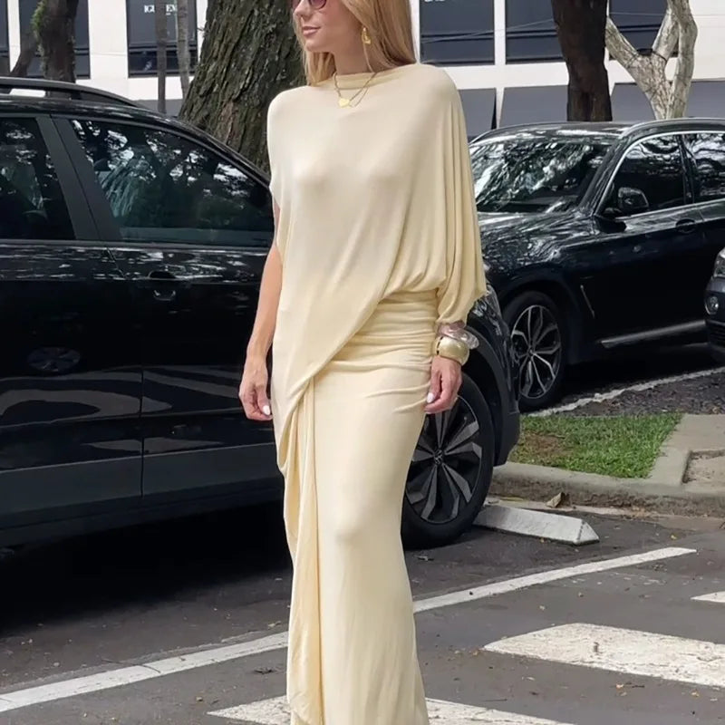 2 Piece Sets Asymmetrical Top and Maxi Skirt Matching Outfits Elegant Dress Suits Woman 2026 New Arrivals