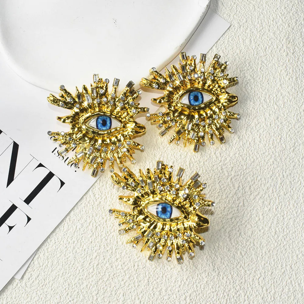 Baroque Style Fashion Alloy Big Eyes Dangle Earrings For Women Jewelry Exaggerated Ladys' Statement Earrings  Accessories