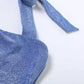 Halter Neck Backless Fishtail Maxi Dress Blue Glitter Elegant Sexy Party Dresses Woman Summer