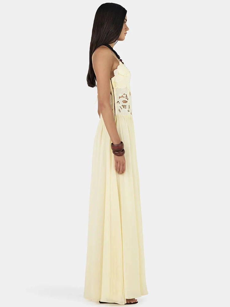 Lace Corset Sexy Maxi Dress Women Elegant Spaghetti Strap Sleeveless Backless Bodycon Club Party Long Dresses Summer
