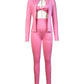 Casual Sporty 3 Piece Set Women Sexy Solid Halter Bar+Trend Zipper Long Sleeve Jacket+Skinny Sweatpants Workout Suit