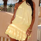 Sexy Backless Ruffle Mini Dress Women Summer Fashion Halter Patchwork Sleeveless Dresses Party Club Beach Short Dress