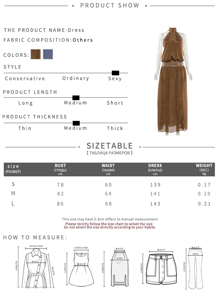 Patchwork Sequin Maxi Dress Women High Side Slit Halter Turtleneck Backless Sleeveless Vacation Summer Chic Vestidos