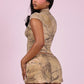 Trend Hottie Print 2 Piece Set Women Sexy Turtleneck Sleeveless Tank Top+Peach Hip Mini Skirt Chic Party Streetwear