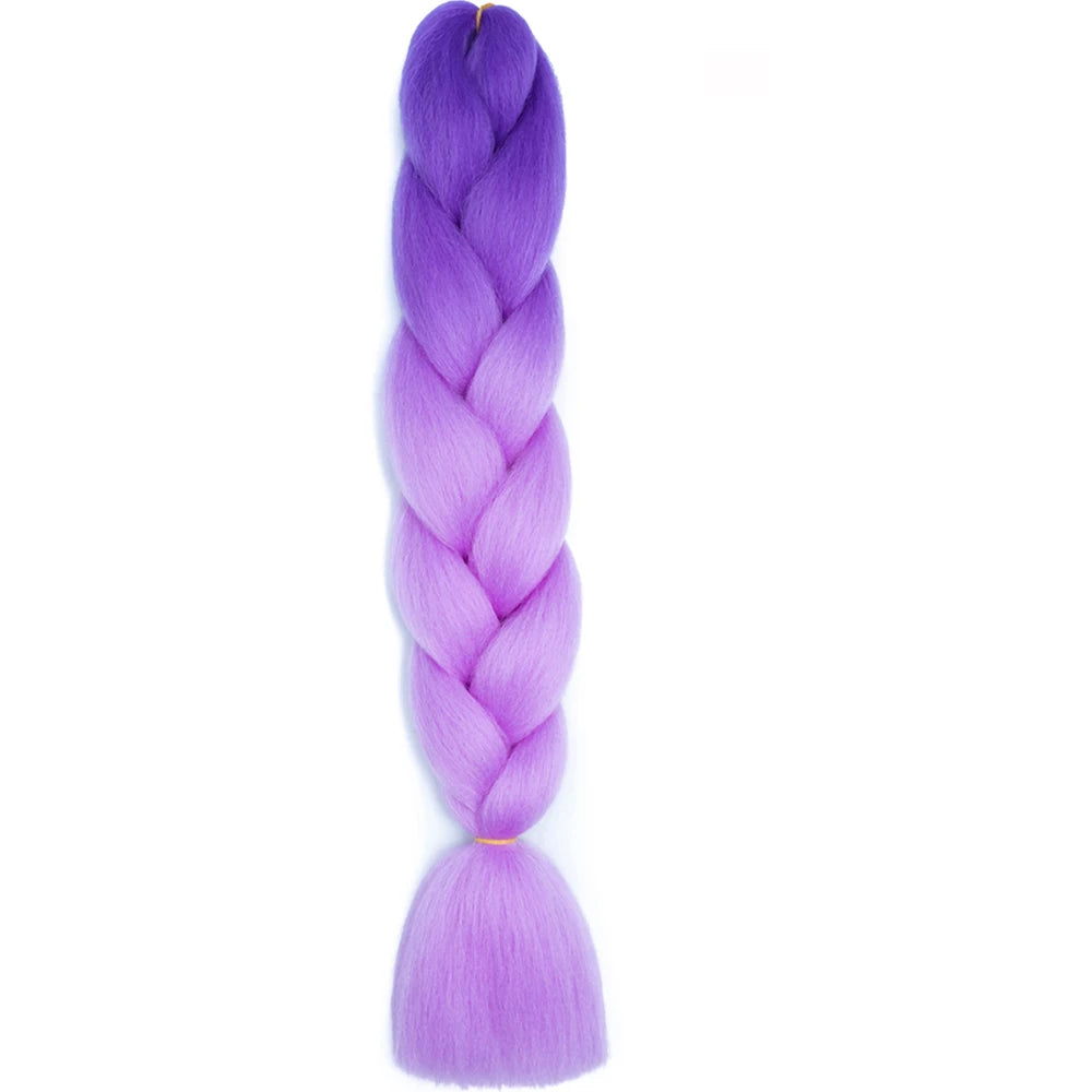 24 Inch Jumbo Box Braids Extensions Synthetic Braiding Hair DIY Hair Braids For Children Pink Purple Yellow Gray