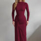 Long Sleeve Ruched Maxi Dress Solid Color Elegant Dresses for Woman Party Outfits Autumn 2025