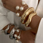 3 Style Creative Big Imitation Pearl Cuff Bracelet Women Trend 2025 Punk Heavy Metal Chunky Spring Bangle Steampunk Men