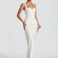 Square Neck Sleeveless Backless Corset Maxi Dress Sexy White Party Dresses Woman Elegant Evening Gown