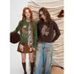 Women's Casual Pullover Sweater with Cartoon Animal Print, Long Sleeve Cozy Top for Everyday Wear