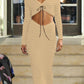 Ruched Knitted Long Sleeve Two Piece Set Skirt and Top 2023 Sexy Fall Winter Outfits See Through Sweater Dress