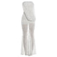 Ruched Elegant Gown Dress Woman Sexy Wrap Chest Backless Sleeveless Lace Patchwork Design Evening Party Long Bodycon
