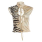 Tiger Print Vest Women Standing Collar Bandage Tassel Hollow Hip-Hop Style Sexy Summer Wild Street Fashion Slim Tops