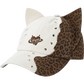 Asymmetrical Cat‑Ear Leopard Studded Baseball Cap with Embroidery Detail, Y2K Stylish Sun Hat for Street