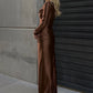 Fashion Silky Satin Long Dress Woman Autumn Trend o-Neck Full Sleeve High Waist Robe Daily Casual Ruched Elegant Vestidos
