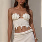 Sexy Pearls Knit Tube Top Lady Chic Beach Sleeveless Hollow Out Slim Fit Short Tops Summer Women Holiday Beachwear