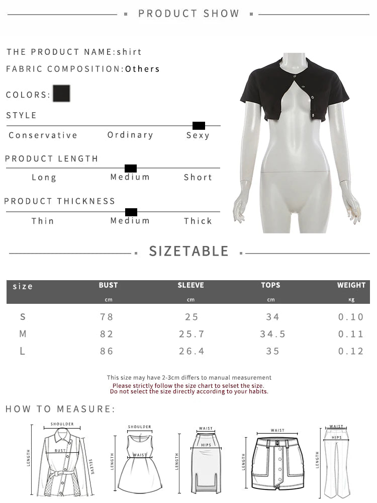 Summer T-Shirt Women Hottie Single-Breasted Fashion Classic Short Sleeve O-Neck Sexy Midnight Street Party Club Crop Tops