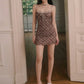 Square Collar Sleeveless Dress Women Sex Plaid Print Fashion Bow Bandages Ruched Patchwork Hottie Trend Party Bodycon