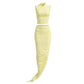 Mesh Patchwork 2 Piece Set Woman Folds V-Neck Sleeveless Shape Waist Tops+Irregular Hem Long Skirts Sexy Fashion Suit