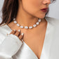 Unique Irregular Imitatio Pearl Bead Choker Necklace for Women Wed Bridal Vintage Kpop Clavicle Chain Aesthetic Neck Accessories