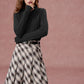 Elegant Lace Trim Mock Neck Top, Solid Ruffle Cuff Long Sleeve Blouse for Daily Wear