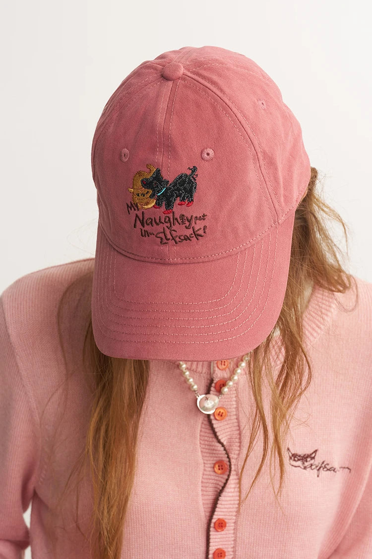 Cartoon Embroidery Baseball Cap, Cute Monster Graphic Peaked Hat for Casual Outdoor Wear