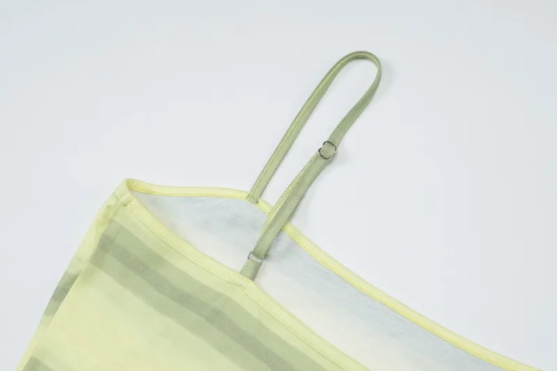 Striped Yellow Sexy Dresses for Summer 2025 Spaghetti Strap Backless Mini Dress Resort Wear