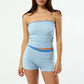 Vintage Stripe 2 Piece Outfit Women Contrast Edge Strapless Tube Top Slim Fit Hot Shorts Casual Summer Y2K Streetwear