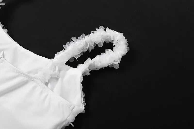 3d-Flower Off Shoulder Backless Mini Dress Sexy White Party Dresses Woman 2026