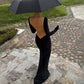 Chain Backless Long Sleeve Maxi Dress Black Prom Gowns Elegant Sexy Evening Party Dresses for Woman