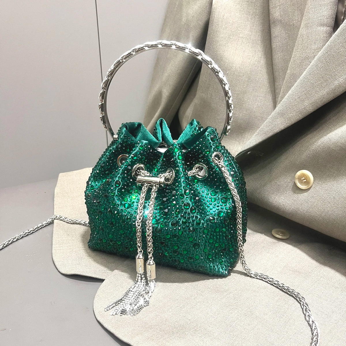 Rhinestones Evening clutch Bag Purses and handbag luxury Designer shoulder bag Shiny Crystal Clutch purse bucket bag