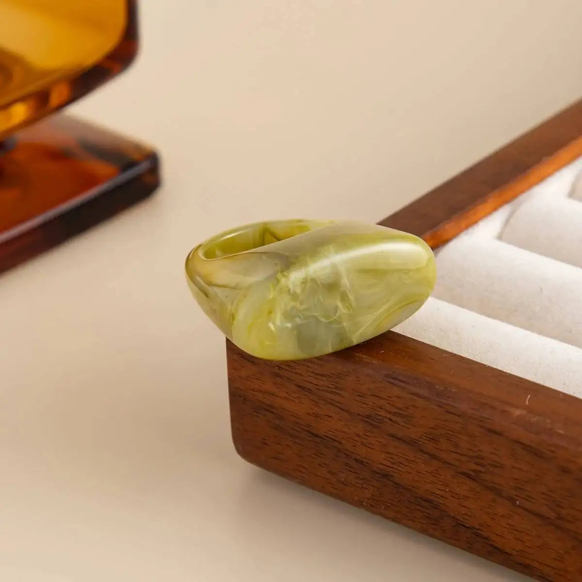 Colorful Gradient Textured Resin Geometric Square Ring, Irregular Creative Charm Accessory, Daily Hand Jewelry