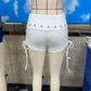Y2K Sexy Women Low Rise Lace Up Mini Shorts Foldover Waist Eyelet Detail Micro Booty Shorts Clubwear Party Casual Shorts