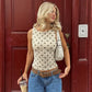 Fashion Polka Dot Print Tank Tops for Woman Clothing Crew Neck Sleeveless Top