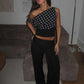 Backless Polka Dot Crop Tops Women Vest Fashion Summer New Oblique Shoulder Sleeveless Tank Tops Pullovers Female
