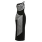 One Shoulder Backless Fringed Long Dresses Black Gowns Elegant Sexy Woman Birthday Dresses