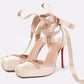 2026 Women's New Summer Square Satin High Heel Sandals with Ankle Strap, Fashionable Party and Banquet Ballet High Heels