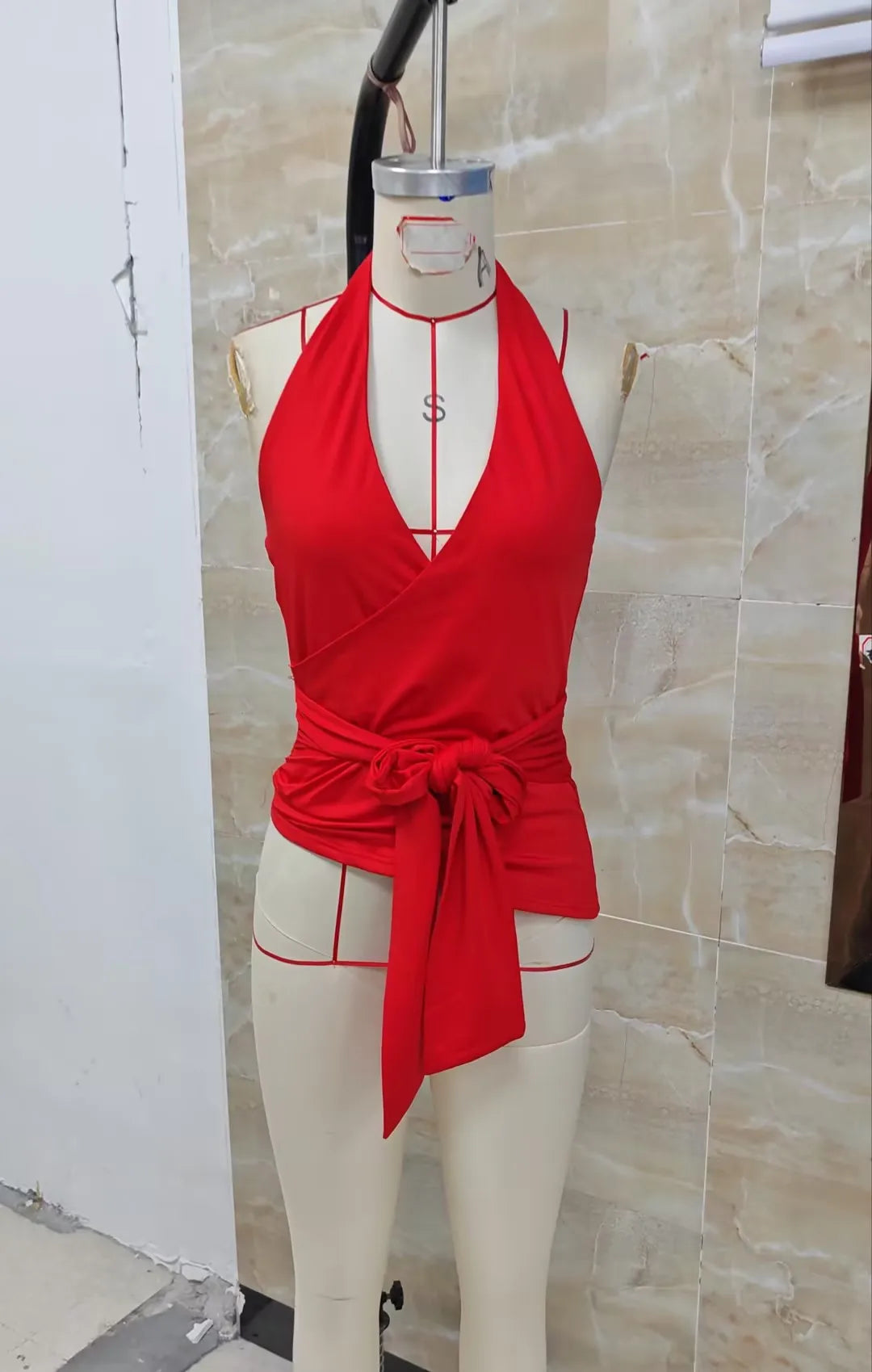 Womens V Neck Halter Top Solid Color Tie Wrap Sleeveless Backless Slim Blouse Sexy Summer Casual Tank Top for Club Party