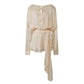 Elegant Womens Ruffle Mini Dress Long Lantern Sleeve Tie-up Front Solid Color Pleated Dress Short Flowy Dress Party Club