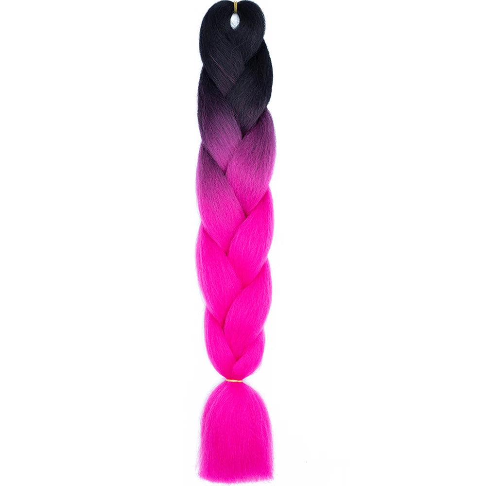 24 Inch Jumbo Box Braids Extensions Synthetic Braiding Hair DIY Hair Braids For Children Pink Purple Yellow Gray