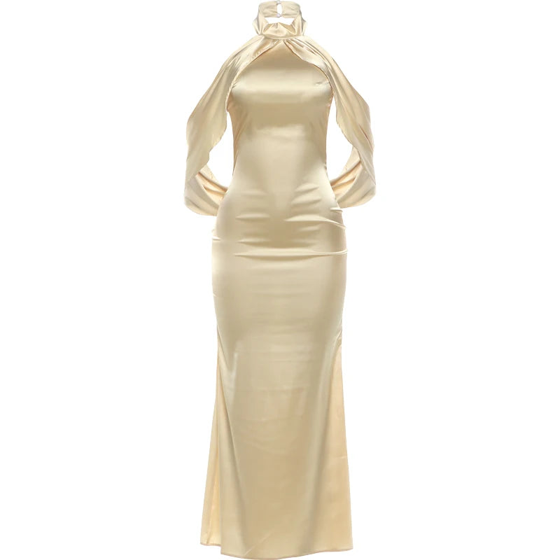 Elegant Backless Dress Women Fashion Simple Cross Turtleneck Sleeveless Ruched Sexy Trend Evening Party Club Bodycon