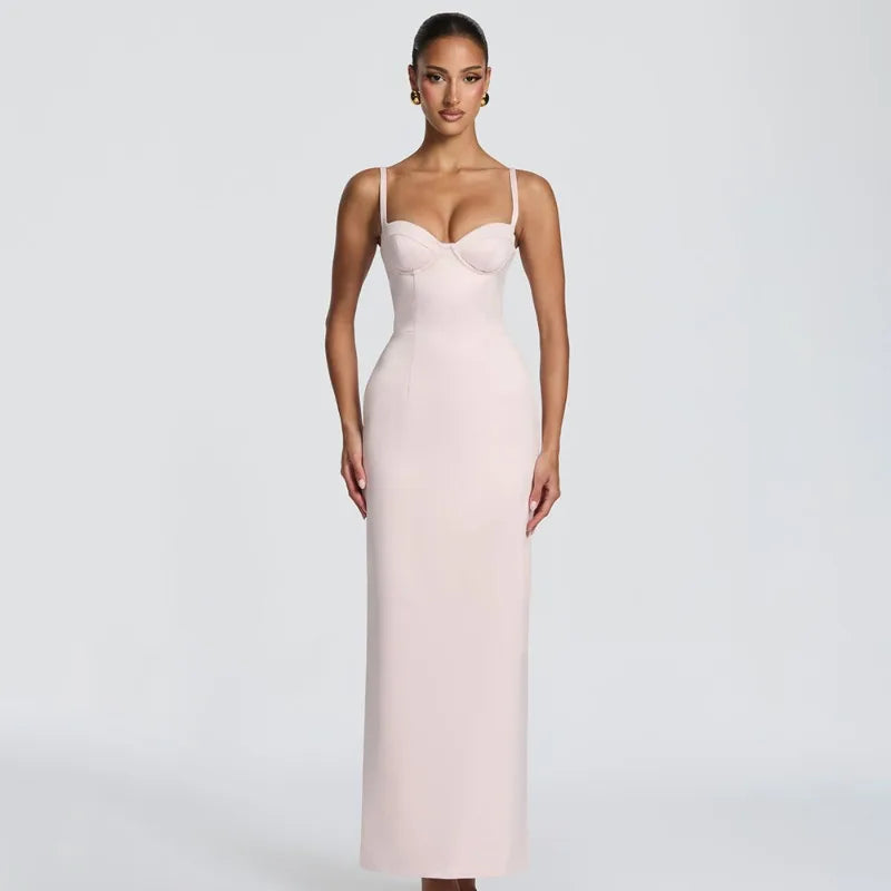 Satin White Luxury Dresses for Woman Elegant Party Spaghetti Strap Backless Split Long Dress Evening Gown