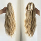 Synthetic Claw Clip Ponytail 18Inch Long Wavy Black Brown Heat Resistant Type Layered Horse Tail  Hair Extension