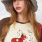 Polka Dot Horse Patchwork Raglan T-Shirt, Contrast Sleeve Loose Crop Top, Cute Retro Casual Tee for Women