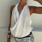 Women's Halter Cowl Neck Backless Sleeveless Top Textured Draped Cami Y2K Sexy Casual Summer Streetwear Vacation Blouse