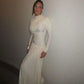 Asymmetrical Long Sleeve Pleated Maxi Dress Elegant Party Evening Dresses Winter Clothes Woman