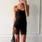 Black Spaghetti Strap Lace Mini Dress Women Fashion Elegant Off-shoulder Sleeveless Backless Skinny Club Party Dresses