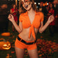 Women Prisoner Cosplay Costume 2 Piece Set Short Sleeve Tie Front Crop Top Mini Shorts With Belt Party Outfit