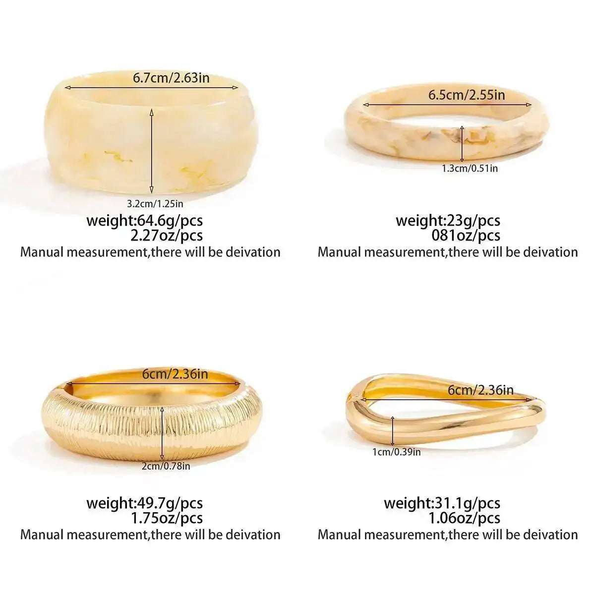 Creative Boho Off White Resin Acrylic Bracelet for Women Fashion Stackable Geometric Bangle Steampunk Jewelry Daily Gift