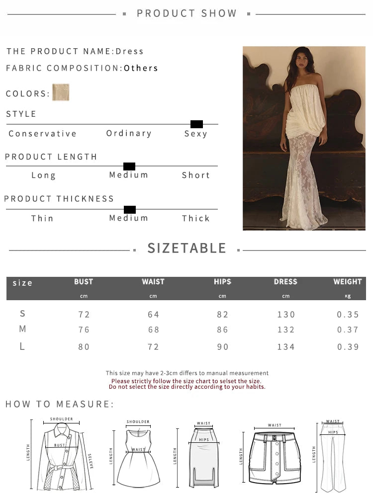Ruched Elegant Gown Dress Woman Sexy Wrap Chest Backless Sleeveless Lace Patchwork Design Evening Party Long Bodycon