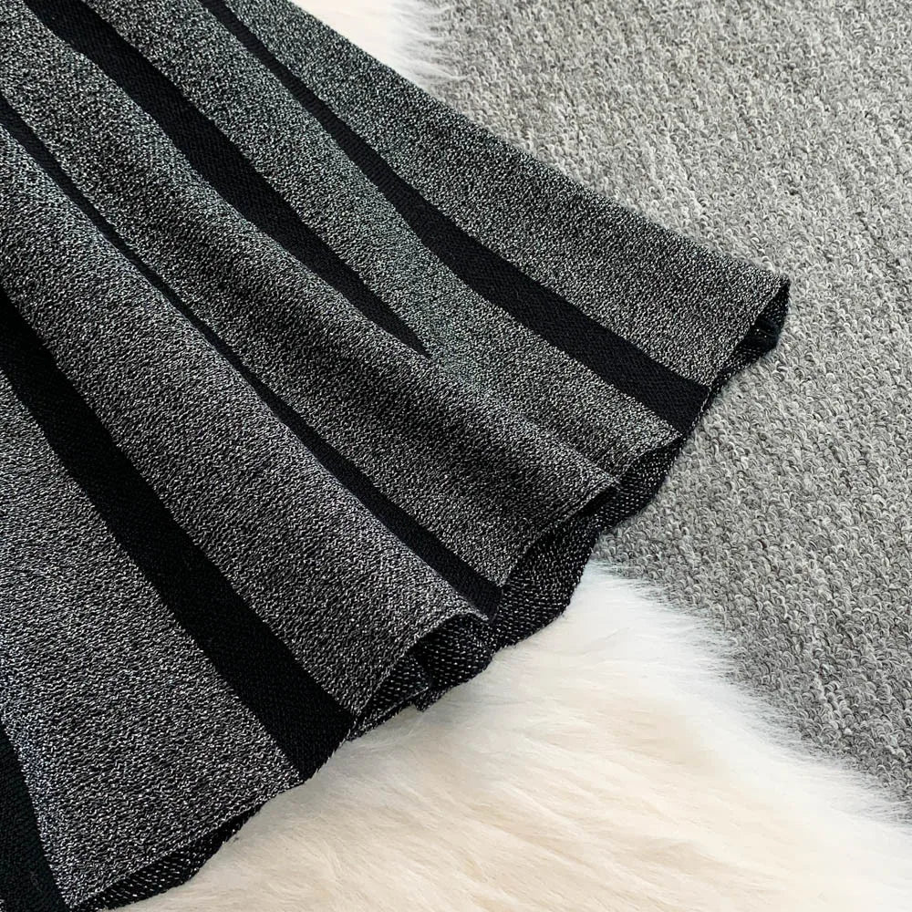 Stripe Patchwork Crochet Mini Dress Women Summer Trend Square Collar Backless Sleeveless Prom Party Elegant Outfits